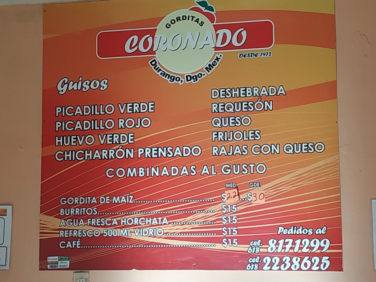 Gorditas Coronado Menu - Image 1